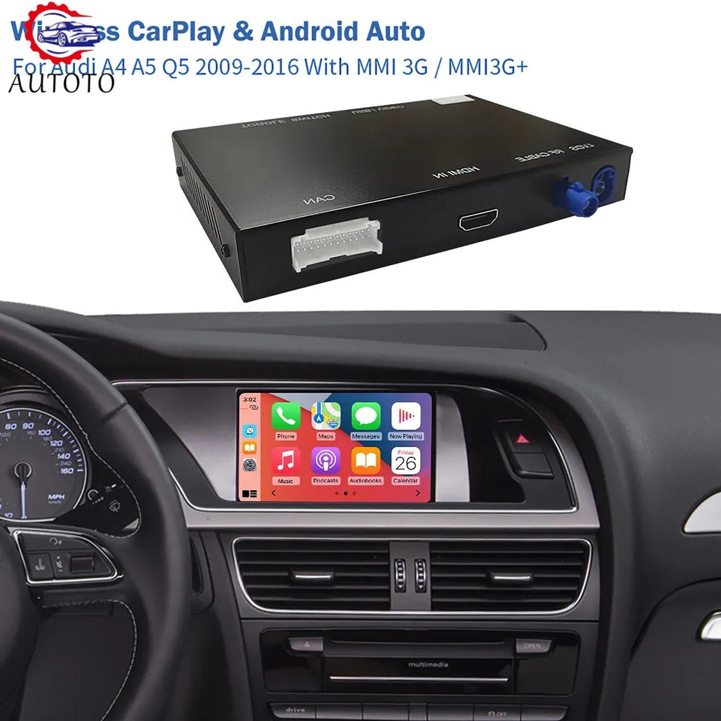 10.25 Wireless Carplay Android Auto USB HDMI In Fits for AUDI A4 S4 A5 S5 Q5