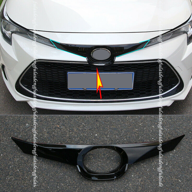 for Toyota for Corolla 2019-2023 Glossy Black Front Grille Grill Cover Trim Decor