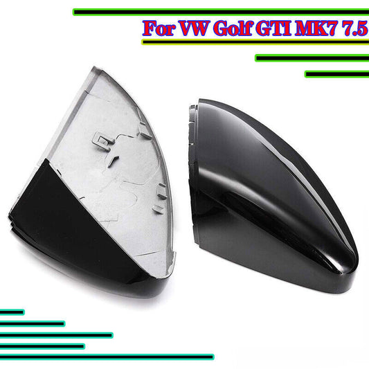 2PCS Gloss Black Side Rear view Mirror Covers Caps Fit for VW for Golf GTI MK7 7.5