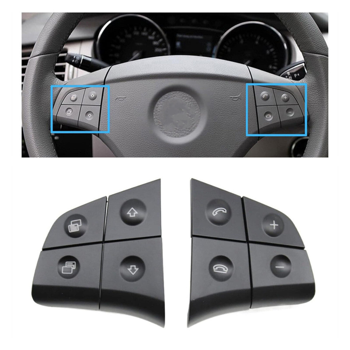 Steering Wheel Switch Buttons Black for Mercedes ML GL R B CLass W164 W251 W245