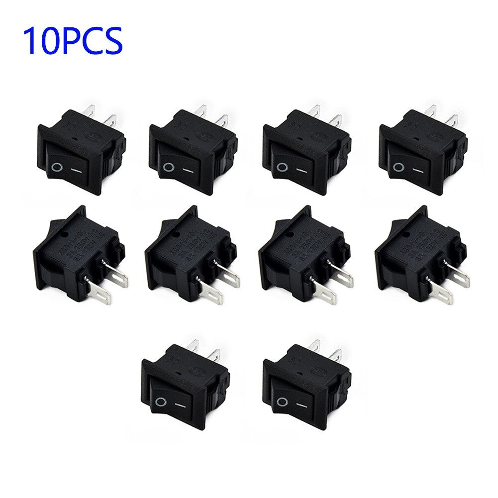 10-Piece Professional SPST On/Off Switch for Mini Black 2-Pin Rocker Switch DC 12V 16A Tool Kit