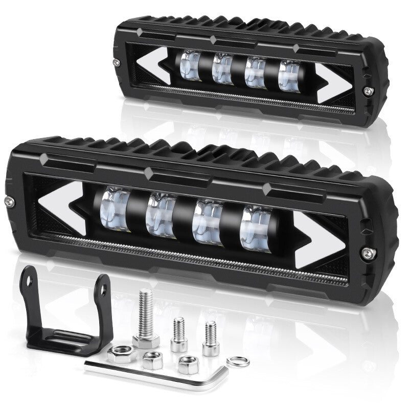 6 LED Driving Light Bar Work Fog DRL Amber/White Dual Color Offroad SUV ATV