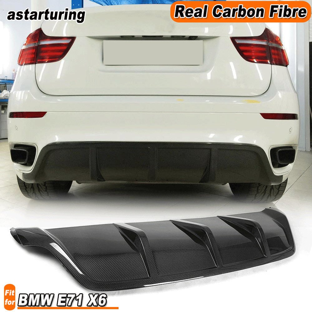 for BMW X6 E71 xDrive 35i 50i 2008-14 Carbon Fibre Rear Bumper Spoiler Diffuser