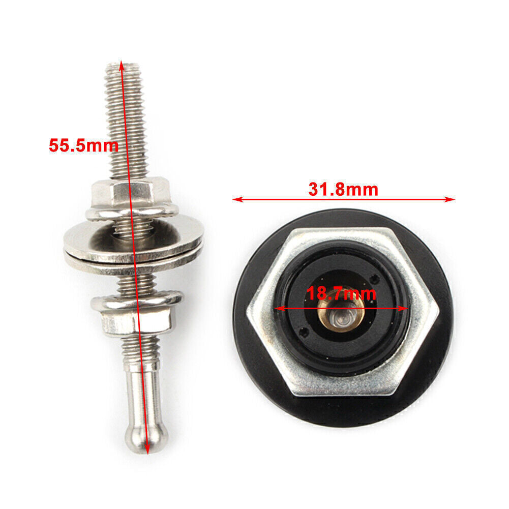 Car Push Button Quick Release Hood Bonnet Pins Lock Clip Bumper Latch Kit Silver