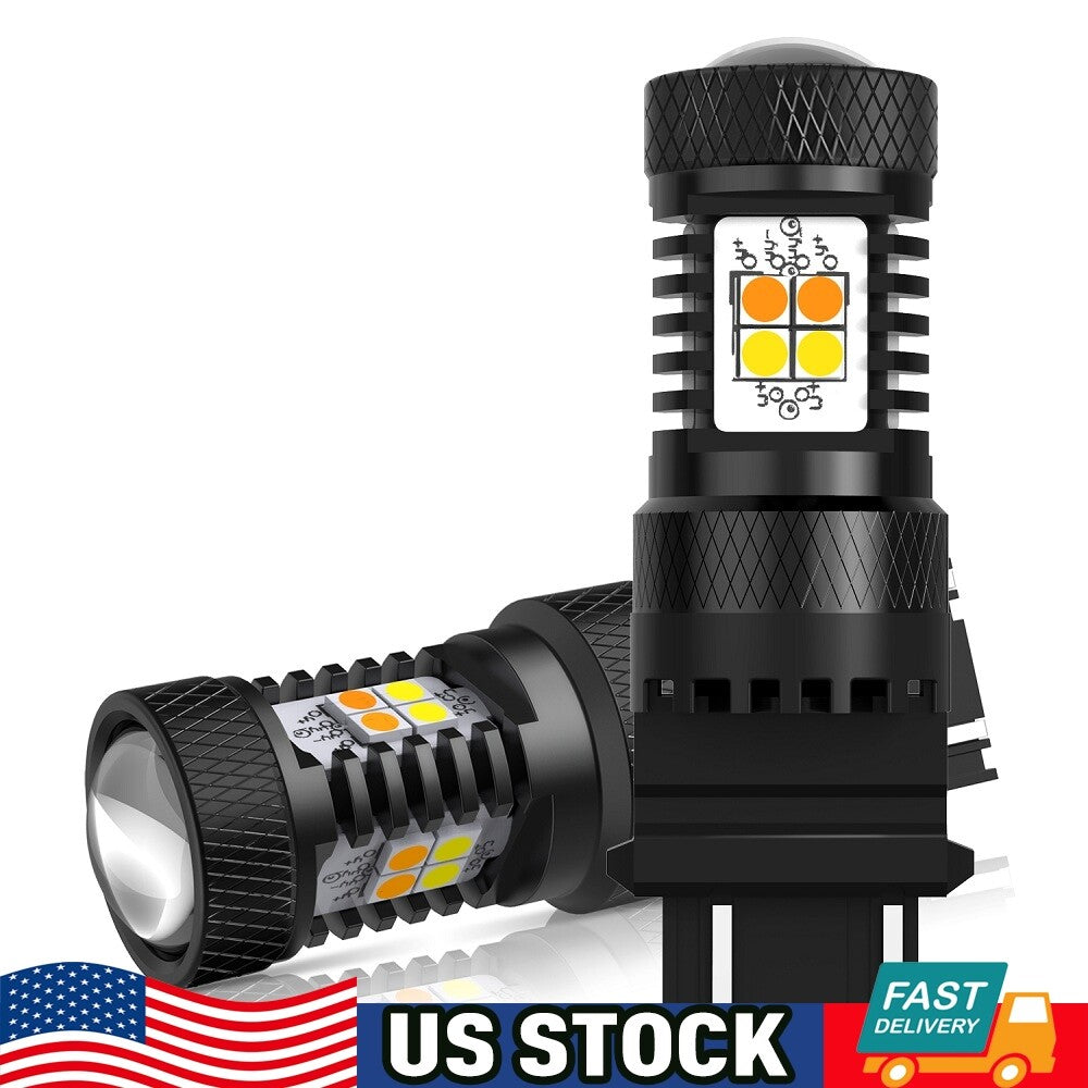SMD 3157NA 3057A LED switch, dual-color white/amber turn signal light, 2800LM