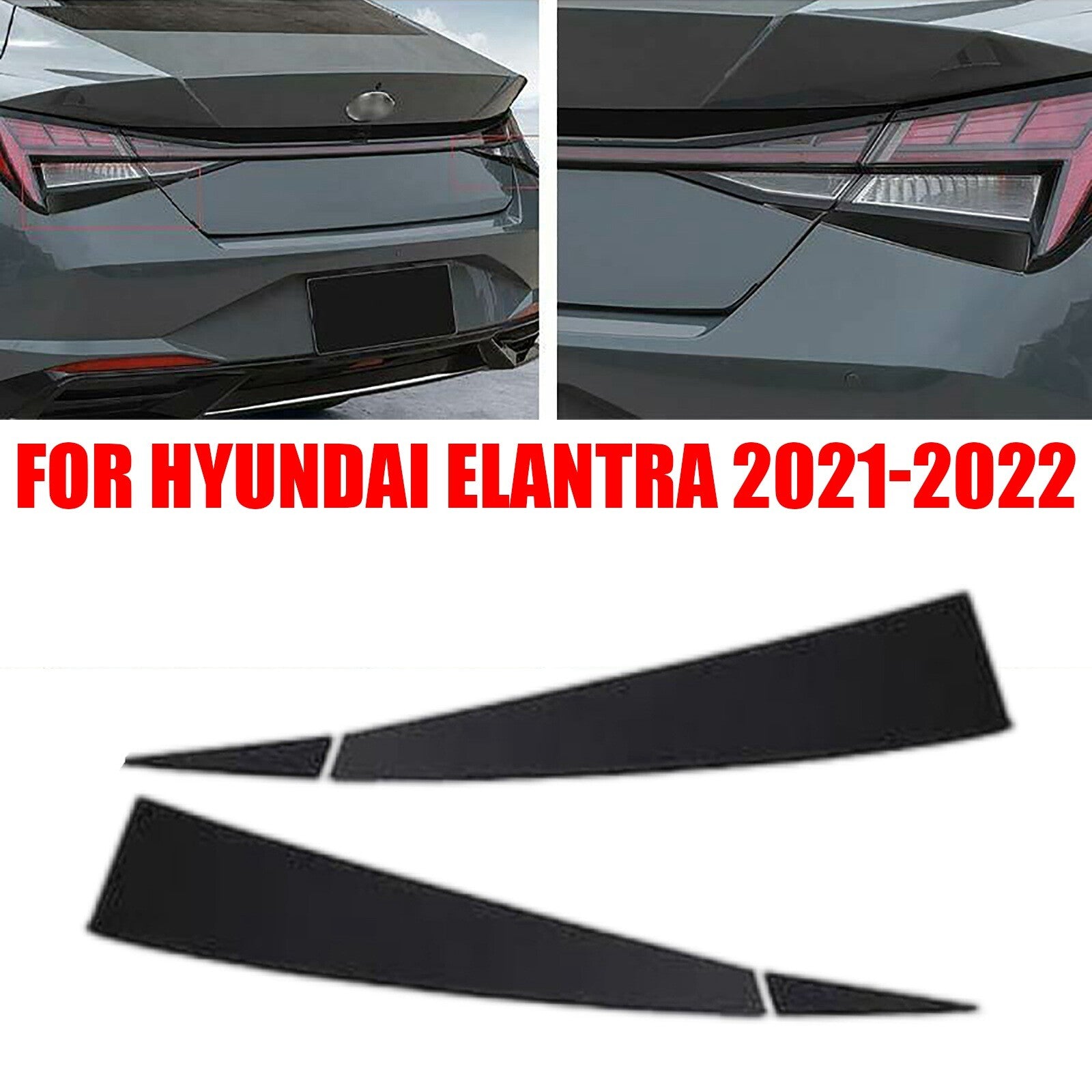 Black Titanium Rear Tail Light Lamp Strip Trim 4pc fit for Hyundai for Elantra 21-22 AT