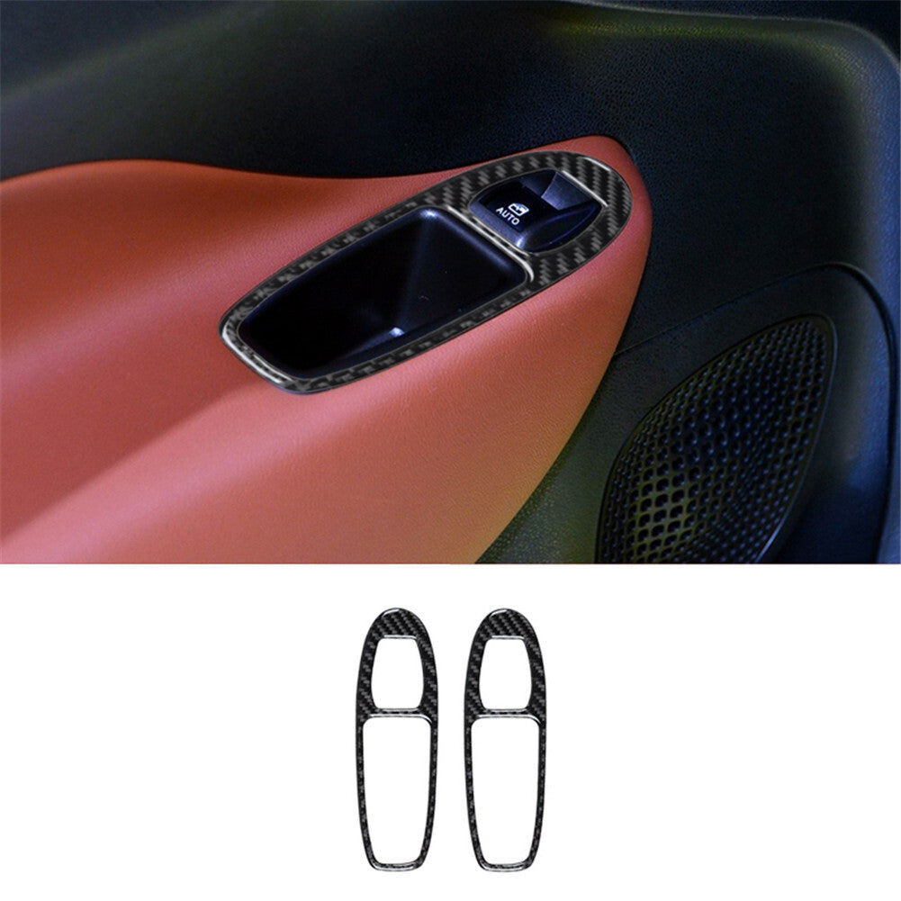 2Pcs Rear Door Window Control Panel Trim Carbon Fiber for Fiat 500L 2014-2017