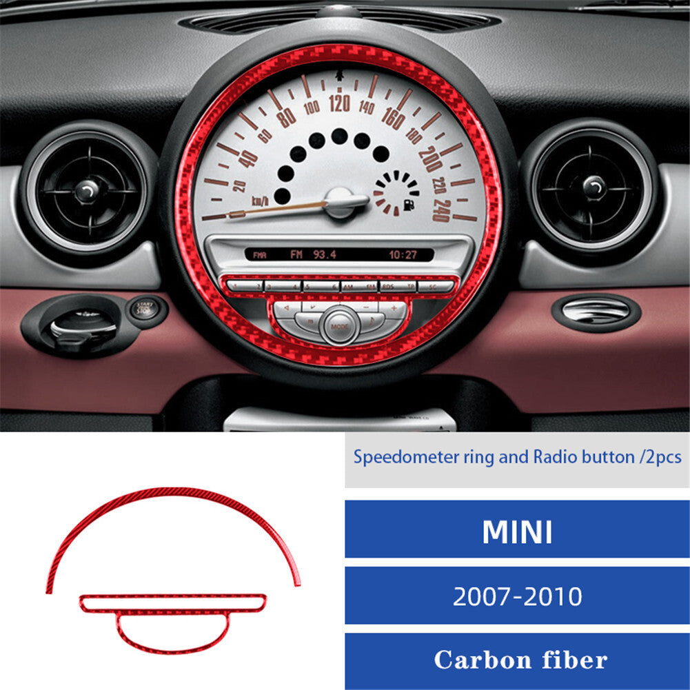 Red Carbon Fiber Center Speed Radio Control Trim Cover for MINI Cooper 2007-2011