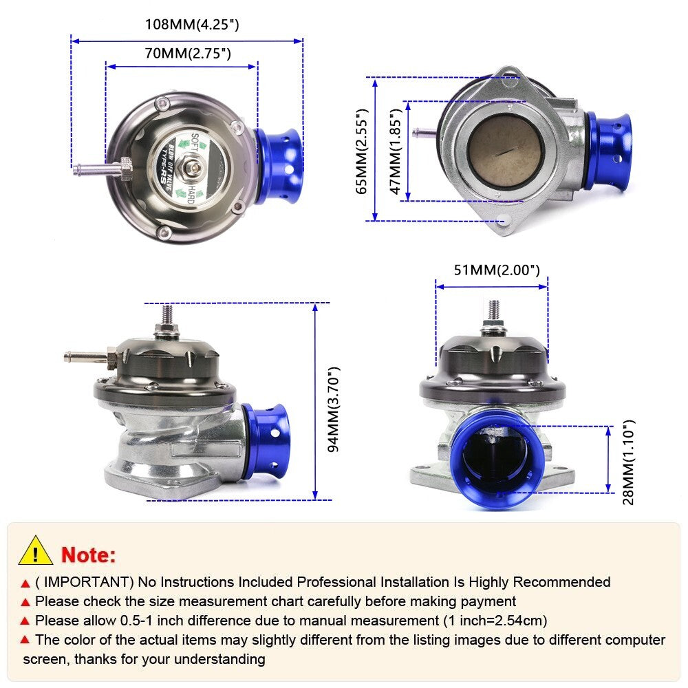 New Blue Universal Billet Aluminum Type-RS Turbo Blow Off Valve BOV