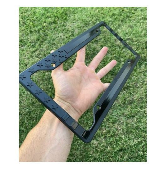 Car license plate cover, frame cover, rear trunk boot, black American flag, suitable for Mitsubishi .