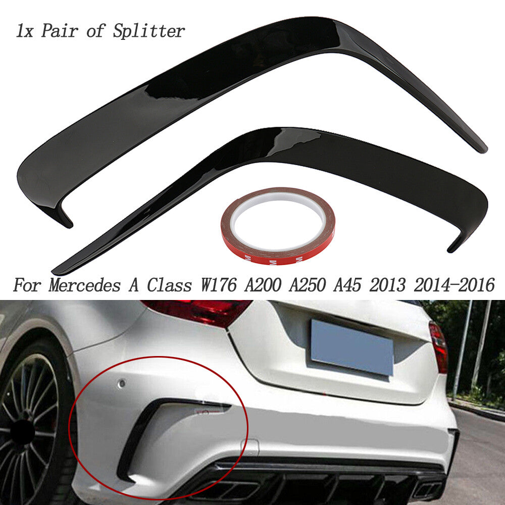 Rear bumper splitter, boiler, black, suitable for Mercedes W176, A200, A250, A45 (2013-2016).